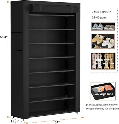 OYREL Tall Shoe Rack Dustproof Cabinet Large Capacity 8 Tier Shoe Organizer,32-40 Pairs of Shoes