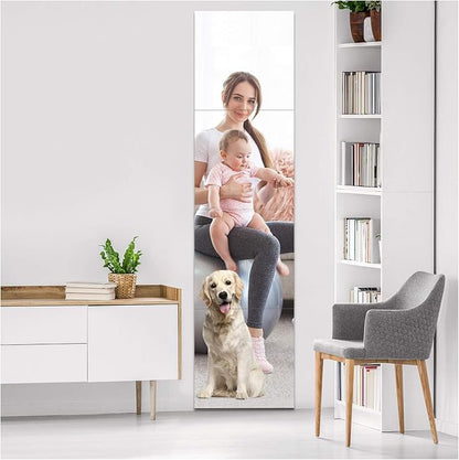 EVENLIVE Full Length Mirror Tiles, 14 Inch x 4 Pieces, Frameless Wall Mirror, Self Adhesive Body Mirror for Gym, Door, Bedroom