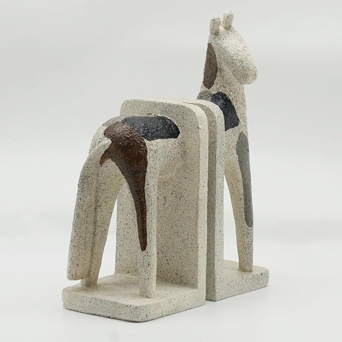 Lukitas Abstract Horse Decorative Bookends Heavy Duty, Modern Minimalist Nordic Ornaments for Office Home Bookshelf Decor, Resin 11''