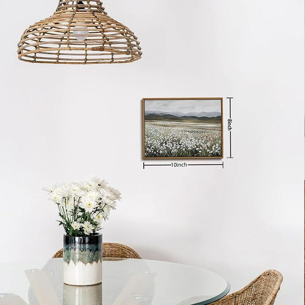 OIQArtOIQ Framed Vintage Landscape Wall Art Wildflowers Natural Scenery Oil Painting Canvas Prints Farmhouse Decor Floral Rustic Fall Pictures for Kitchen Bedroom Living Room Bathroom