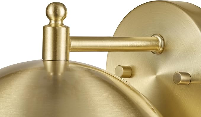 Globe Electric 65000048 1-Light Wall Sconce, Brushed Brass, Wall Lights for Living Room, Bedroom, Den, Mounted Bedside Lamp, Apartment Essentials, Dimmable, Lights for Apartment and Rentals