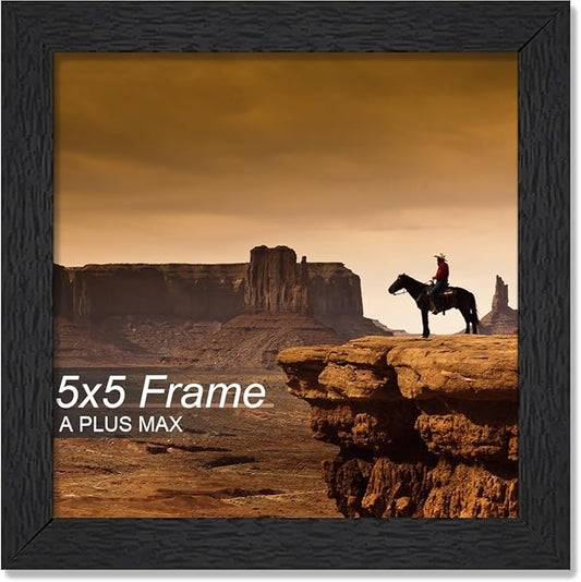A PLUS MAX Square 5x5 Frame, Black Engineered Wood Picture Frame for 5 x 5 Picture Poster Photo, Light Weight 5 by 5 Frame with Wood-grain for Wall - 1 Pack/Black/5"x5"