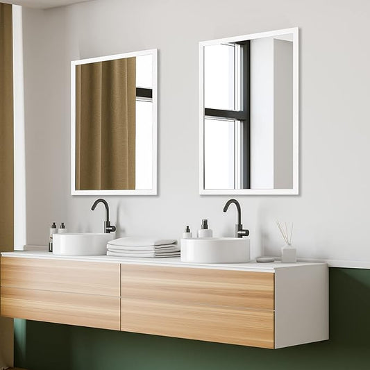 BOMINICA Rectangular Wall Mirror 24” x 36” Bathroom Mirror Framed Wall Mirror for Living Room, Vanity, White