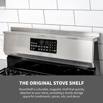 StoveShelf 30" Length White Magnetic Shelf for Kitchen Stove - Kitchen Storage Solution with Zero Installation - Over Stove Spice Rack Organizer