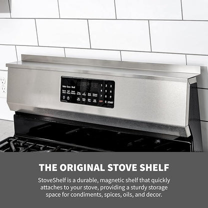 StoveShelf 24" Apartment Length White Magnetic Shelf for Kitchen Stove - Kitchen Storage Solution with Zero Installation - Over Stove Spice Rack Organizer