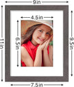 Vittanly 8x10 Picture Frames Set of 9, Shatter Resistant Plexiglass, Display 5x7 Pictures with Mat or 8x10 without Mat, Photo Frames for Wall or Tabletop, Engineered Wood, Dark Grey