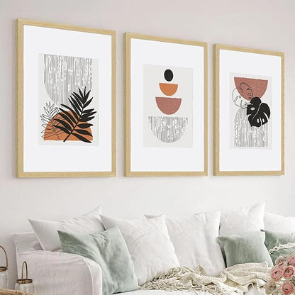 ATOBART 12x16 Picture Frame Set of 4, Displays 8x10 with Mat or 12x16 Without Mat, Photo Frames for Wall Hanging or Tabletop, Includes HD Plexiglass, Natural Wood Grain