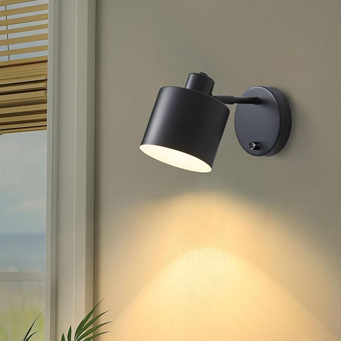 LIGHTESS Wall Sconce with Switch Farmhouse Wall Sconces with on Off Dimmer Black Industrial Hardwired Wall Lights Rustic Dimmable Wall Lamp for Bedroom Living Room Hallway,Set of Two