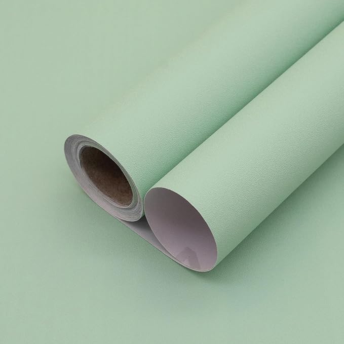 Yancorp 16"x120" Matte Green Contact Papaer Peel and Stick Wallpaper Vinyl Wrap Countertop Wallpapers Waterproof for Cabinets Drawers Bedroom Kitchen Self-Adhesive Wallpaper