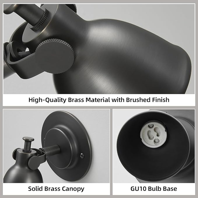 Black Wall Sconces Set of 2 Hardwired - Brass Matte Dimmable Indoor Small Bell Lights Fixtures Decor Set of Two for Bathroom Vanity Bedroom Bedside Hallway Living Room Kitchen Picture Lamp