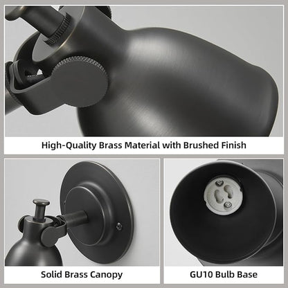 Black Wall Sconces Set of 2 Hardwired - Brass Matte Dimmable Indoor Small Bell Lights Fixtures Decor Set of Two for Bathroom Vanity Bedroom Bedside Hallway Living Room Kitchen Picture Lamp