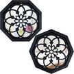 2-Piece Octagon Wall-Mounted Mirrors,Vintage Farmhouse Mirror for Wall Decor,Black Decorative Accent Mirror for Foyer, Bathroom, Bedroom. (12”x12”)