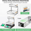 Under Sink Organizer, Stainless Steel 2 Packs 2 Tier Under Sink Organizers and Storage, Slide out Pull out Cabinet Shelf, Sliding Drawer for Kitchen Bathroom Pantry Cabinet Closet Organization Rack