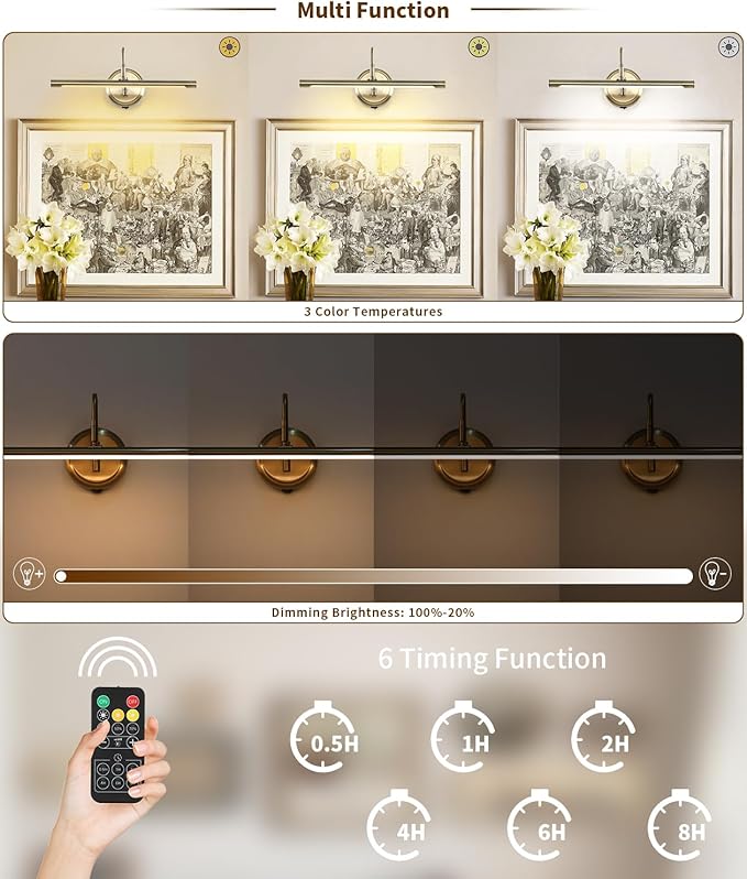 JOOSENLUX Modern Wall Lights Battery Operated Antique Bronze Wireless Picture Lights for Wall 16.5