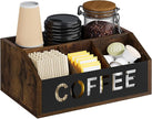 YINMIT Coffee Station Organizer for Countertop, Wood Coffee Bar Organizer with Removable Dividers for Pods, Syrup, Cups, Stirrer, Tea - Office Bar Accessories, Iron Sheet-Vintage Brown