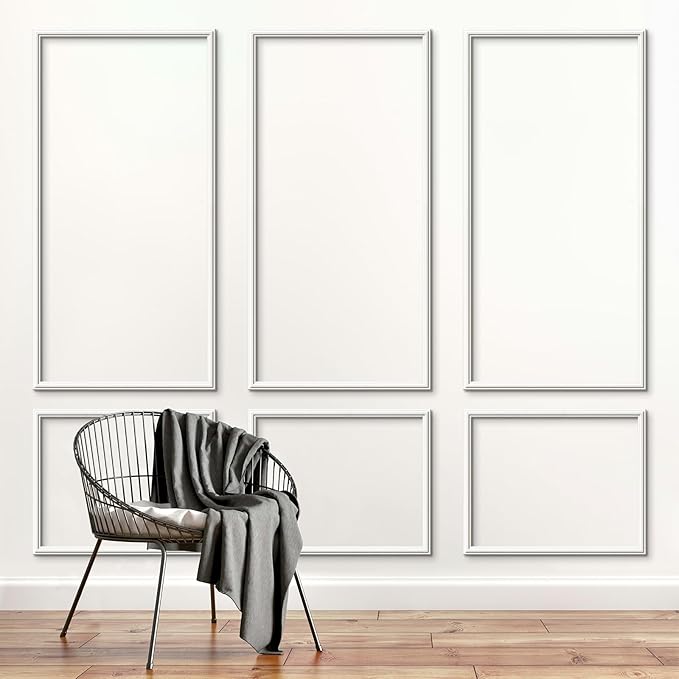Melkus Wall Molding 3 Set Premade Wainscoting Panels for Interior Wall Décor Installed with Construction Glue Wainscoting Accent Panel (Top 63x39 in+Bottom 28x39 in) Style 2