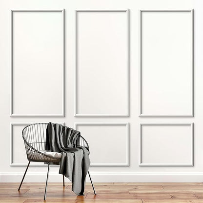 Melkus Wall Molding 3 Set Premade Wainscoting Panels for Interior Wall Décor Installed with Construction Glue Wainscoting Accent Panel (Top 63x39 in+Bottom 28x39 in) Style 2