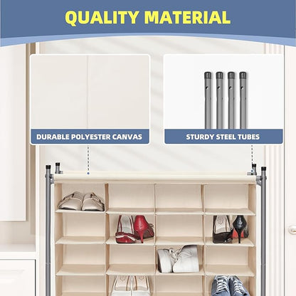 STORAGE MANIAC Stackable Shoe Cubby Organizer, Free Standing Shoe Cube Rack for Entryway, Bedroom, Apartment, Closet, 20-Cube Beige
