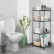 OYEAL Bathroom Shelves Freestanding Bathroom Towel Storage 4 Tier Wire Shelving Unit with Guard Bathroom Shelf Organizer Standing for Pantry Kitchen Laundry Room Organization, Black