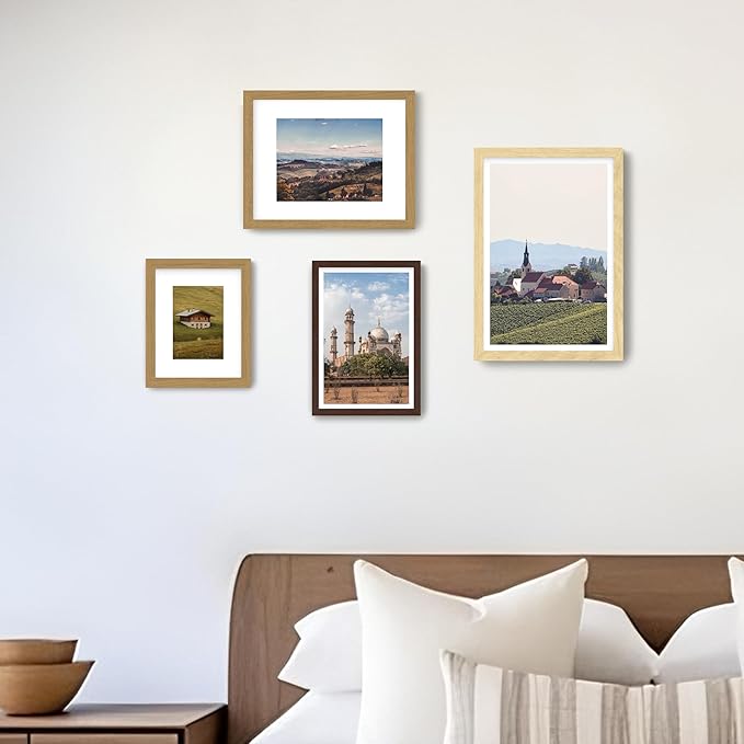 FrameWorks 2-Pack, 12x12 Matted to 8x8 Picture Frame, Natural Oak – Classic Wooden Photo Frame with Tempered Glass, Modern Matte Finish for Prints, Posters, Certificates & Wall Decor – Gallery-Ready