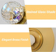 Modern Glass Globe Wall Sconce: Gold Spherical Sconces Light with Hammered Stained Glass Shade - Small Brass Vanity Single Ball Lights Fixture - Contemporary Wall Mounted Lamp for Bedroom Living Room
