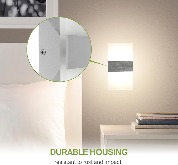 ASD LED Indoor Wall Mount Light Fixture - 8 Inch 10W Modern Interior Brushed Nickel Dimmable Wall Sconce Light - ETL 2700K-5000K Adjustable - Hallway, Bedroom LED Wall Lights