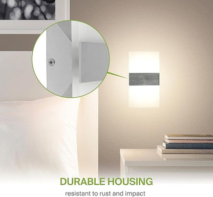 ASD LED Indoor Wall Mount Light Fixture - 8 Inch 10W Modern Interior Brushed Nickel Dimmable Wall Sconce Light - ETL 2700K-5000K Adjustable - Hallway, Bedroom LED Wall Lights