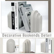 Heavy Duty Book Ends for Shelves, Decorative Bookends for Heavy Books Set of 2, 6.6 LBS Modern Book Stopper for Home Decor, Bookshelf, Aesthetic Bookend with Layered Arch Design, Gray