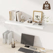 Fun Memories 12 Deep Floating Shelves, 40W x 12D Floating Shelves for Wall Set of 2, Extra Deeper Hanging Wood Shelves for Wall for Living Room Kitchen Laundry Room Kitchen Home Office - White