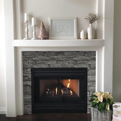 Abyssaly Dark Grey Stone Brick Wallpaper Peel and Stick Backsplash Self-Adhesive Removable Contact Paper Stick on Wall Panels Faux 3D Stone Look Brick Shelf Paper Home Decorations 17.71" X 393.7"