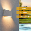 FUDESY LED Wall Sconce, Indoor Outdoor Up and Down Wall Lighting Fixtures, Modern Matte Gray Plastic Wall Mount Light, for Living Room Bedroom Hallway Corridor, 12W Warm White Light 3000K (2-Pack)