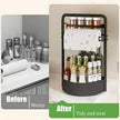 JEESA Rotating Spice Rack with Paper Towel Holder, 2 Tier Lazy Susan for Spices, Sturdy Iron Seasoning Organizer for Kitchen Countertop, Black