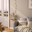 Floating Nightstand Set of 2 - Natural Solid Wood Night Stand, Wall Mounted Bedside Table 2 Tier Shelf, Modern Metal Celestial Side Floating Shelves Decor for Living Room Bedroom