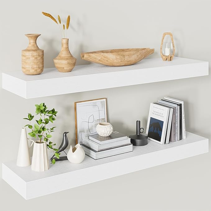 Heimlove 32 Inch Floating Shelves for Wall,White 9.3
