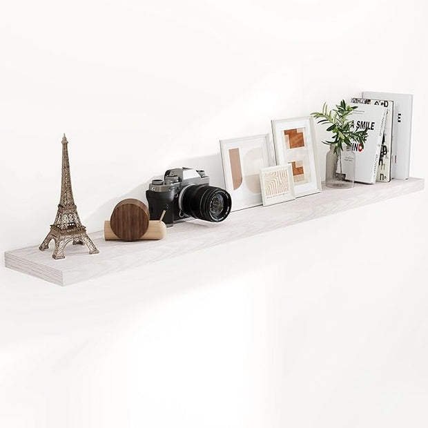 Fun Memories 72 Inch Long Floating Shelves for Wall, 72x9.3 Large Floating Shelf for Bedroom, Kitchen, Bathroom, Wall Mounted Rustic Wood Shelves with Invisible Bracket for Books, Decor, Brich