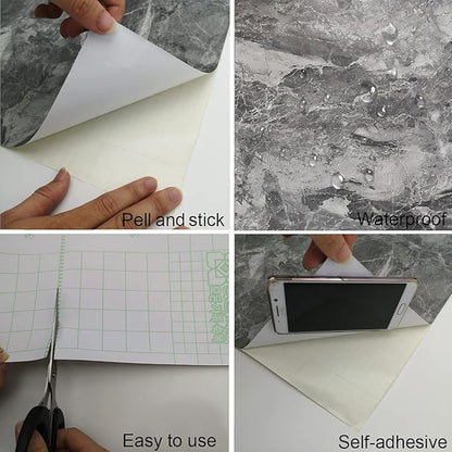 Dark Gray Marble Paper Thick Matte Countertop Contact Paper for Kitchen Bathroom Self Adhesive Waterproof Granite Wallpaper Stick and Peel Counter Top Laminant Marble Look Vinyl Countertop Paper