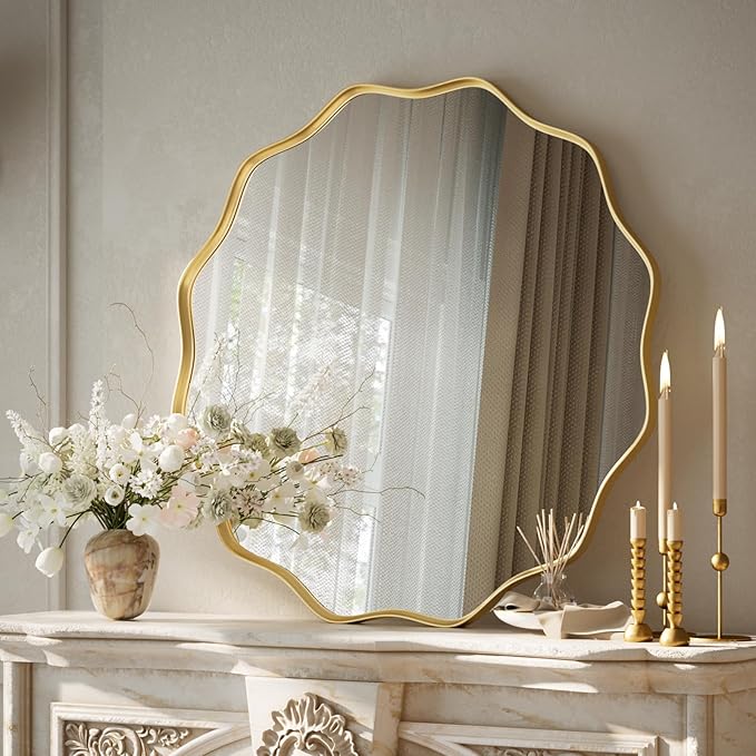 VooBang Gold Scalloped Circle Mirror, 24