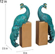 Heavy Duty Bookends Home Decor - Set of 2 Resin Peacock Non-Skid Decorative Bookends Bird Bookends Modern Peacock Statue Decor for Bookshelves Office Desk Living Room 6 * 2.5 * 12 Inch Braxio