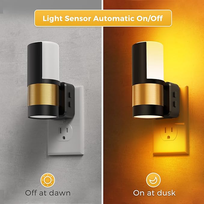 L LOHAS LED Night Lights Plug into Wall, Plug in Night Light, Soft White/Cool White/Amber, Dimmable Backlit Nightlight with Light Sensor, 180° Rotatable Nightlights Plug in Wall for Hallway, 1Pack