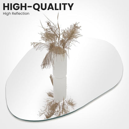 Irregular Asymmetrical Wall Mirror for Living Room Bathroom Entryway, Modern Decorative Mirror Hanging (Hook Style, 36'' x 24'')