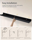 MBYD 36 Inch Floating Shelves Black, Wooden Hanging Shelves Picture Ledge Shelf, Photo Ledge Shelves for Wall with Lip Set of 2, Wall Mounted Shelf for Bedroom Kids Room Bathroom Same Sizes