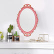 2PACK - Vintage Decorative Pink Framed Mirror, Wall Hanging Mirrors & Tabletop Tray for Bedroom Living Room Dresser Decor, Oval- 9.6