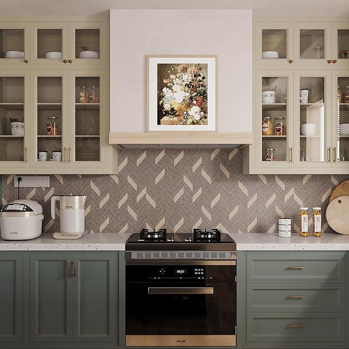 Herringbone Peel and Stick Wallpaper Geometric Wallpaper Boho Contact Paper for Cabinets Stripe Wallpaper for Bedroom 16''×354'' Adhesive Removable Waterproof Wall Paper for Bathroom Laundry Room