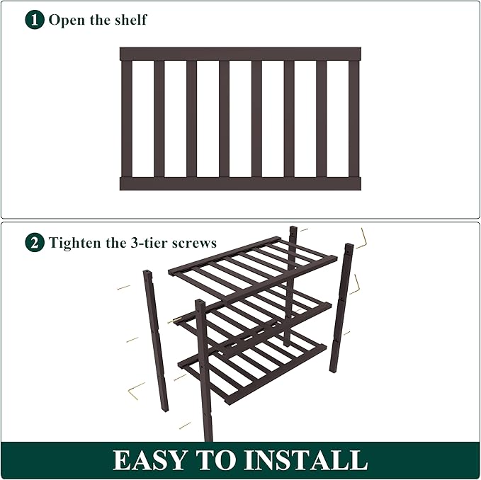 Smiry Bamboo Shoe Rack for Closet, 3 Tier Small Wooden Stackable Shoe Organizer, Free Standing Shoes Storage Shelf for Entryway, Front Door Entrance, Brown