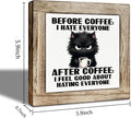 Funny Coffee Wooden Decor, Humorous Coffee Bar Wood Sign, I Feel Good About Hating Everyone, Funny Office Desk Decorative Sign, Farmhouse Cafe Decor Signs 5.9X5.9 Inches