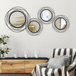 Cityelf 4 Set Mixed Size Black Circle Mirrors Wall Decor Iron Frame Wall Art Round Mirror Home Decor Hanging for Living Room/Bedroom/Bathroom/Entryway