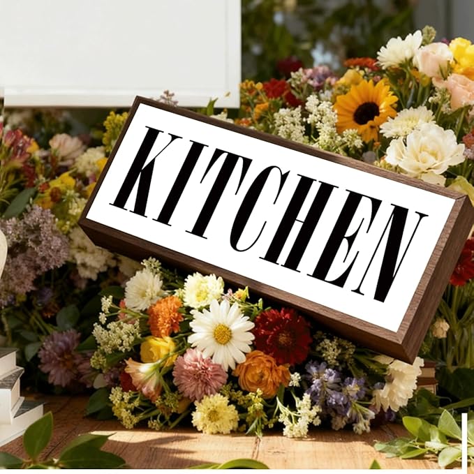 Kitchen Sign, Decorative Framed Wooden Box Sign, Kitchen Decor for Shelves, Dining Room Decoration, Wall Decors Art, Rustic Home Decors Tabletop, Housewarming Decor Accessories