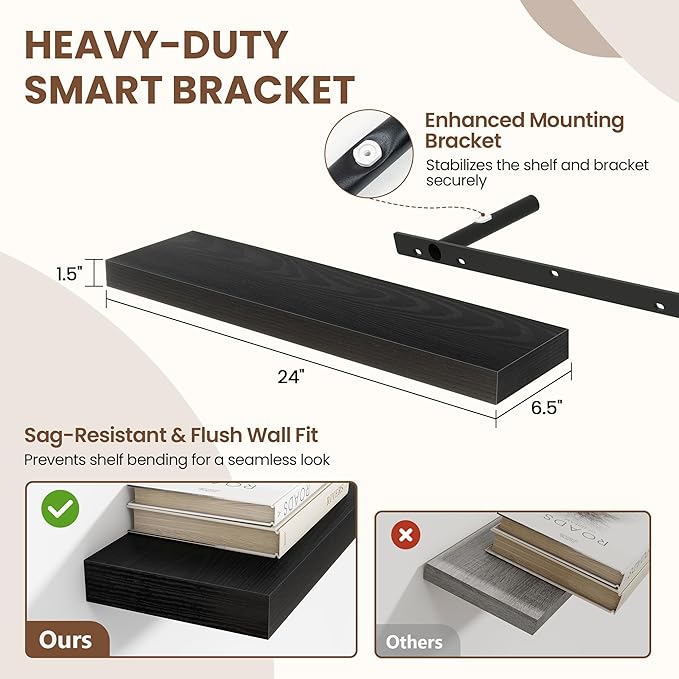 24 Inch Floating Shelves for Wall 2 Pack, 24