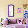 Wavy Wall Mirror for Girly Nursery Bedroom Decoration, 14x28 Noble Decorative Funky Mirrors for Modern Classical Home Office Living Room Housewarming Birthday Gift (Purple)