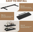 Fun Memories Rustic Floating Shelves for Home Decor, 8 Inch Deep Floating Shelf, Solid Wood Floating Wall Shelves 30 Inch Long, Deep Wall Shelves for Bathroom, Living Room, Black Finsh, Set of 2